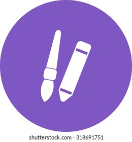Pencil, brush, palette icon vector image.Can also be used for art and designing. Suitable for mobile apps, web apps and print media.