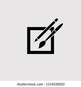 Pencil and brush vector  icon