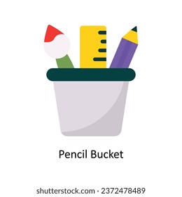 Pencil Bucket vector Flat Icon Design illustration. Symbol on White background EPS 10 File 