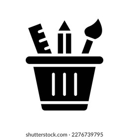Pencil Bucket Vector Solid Icons. Simple stock illustration stock