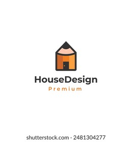 Pencil Building Architecture Logo Design On Isolated Background