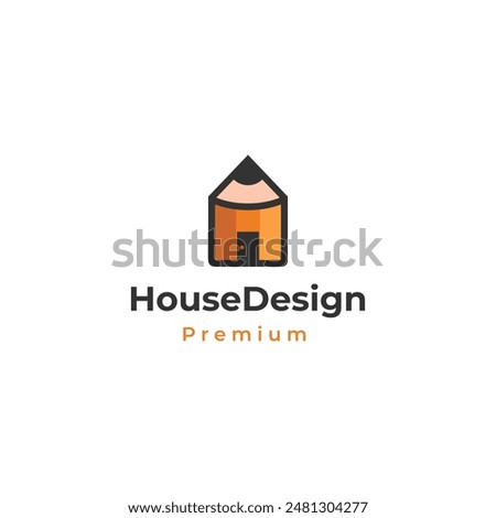 Pencil Building Architecture Logo Design On Isolated Background