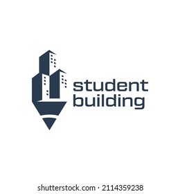 Pencil building real estate construction line outline icon logo design Premium