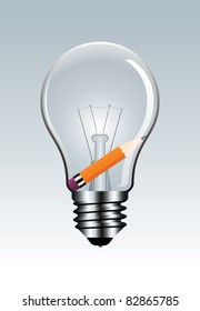 Pencil and bulb.