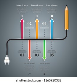 Pencil, bulb - business, education infographic Vector eps 10