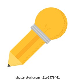 pencil bulb icon on white background