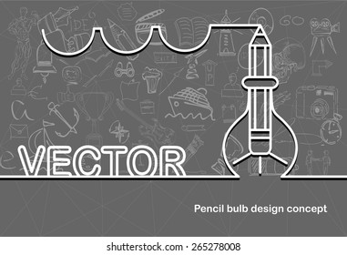 pencil bulb idea design simple and thin line design and space for text. Flat design.Banners