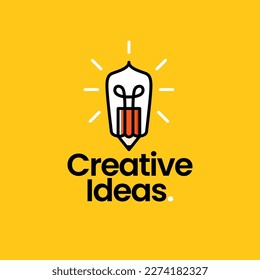 Pencil Bulb Lamp Think Creative Idea Logo Vektorsymbol Illustration