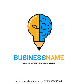 Pencil with bulb lamp vector logo template. This logo is suitable for education and brain.