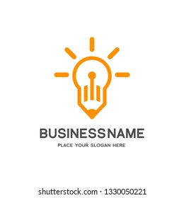 Pencil with bulb lamp vector logo template. This logo is suitable for education, student.
