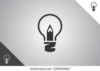 Pencil and bulb modern logotype. Perfect and minimal logo for business related to art, design and creativity industry. Isolated background. Vector eps 10.