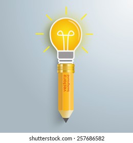 Pencil with bulb on the gray background. Eps 10 vector file.