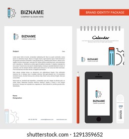Pencil  Business Letterhead, Calendar 2019 and Mobile app design vector template