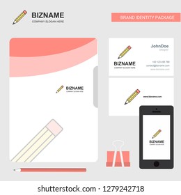 Pencil  Business Logo, File Cover Visiting Card and Mobile App Design. Vector Illustration