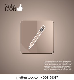 Pencil button on the background. Made in vector