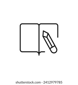 Pencil By Book Vector Outline Icon For Design, Infographics, Apps 