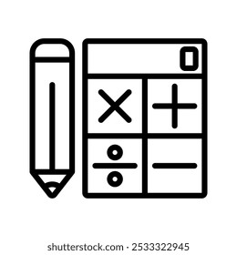 Pencil and calculator icon line vector design in trendy style