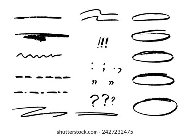 Pinceles vectoriales de lápiz y caligrafía: perfectos para resaltar texto en aplicaciones, banners, redes sociales. Colores flexibles, elegantes y fácilmente cambiables