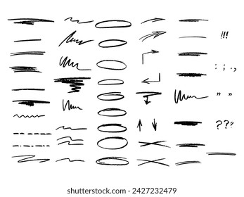 Pencil and caligraphy vector brushes: perfect for highlighting text in apps, banners, social media. Flexible, stylish, easily changeable colors