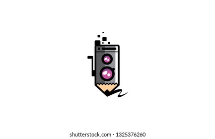 pencil camera logo icon vector