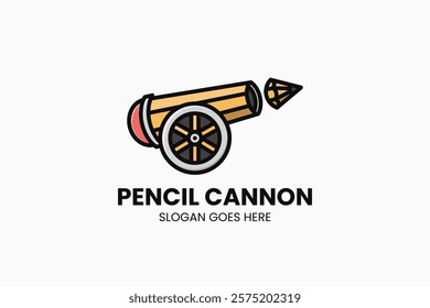 Pencil Cannon Logo. Vector Illustration