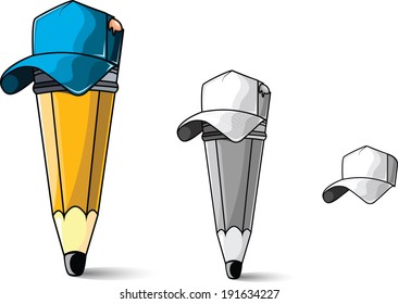 Pencil with cap vector illustration