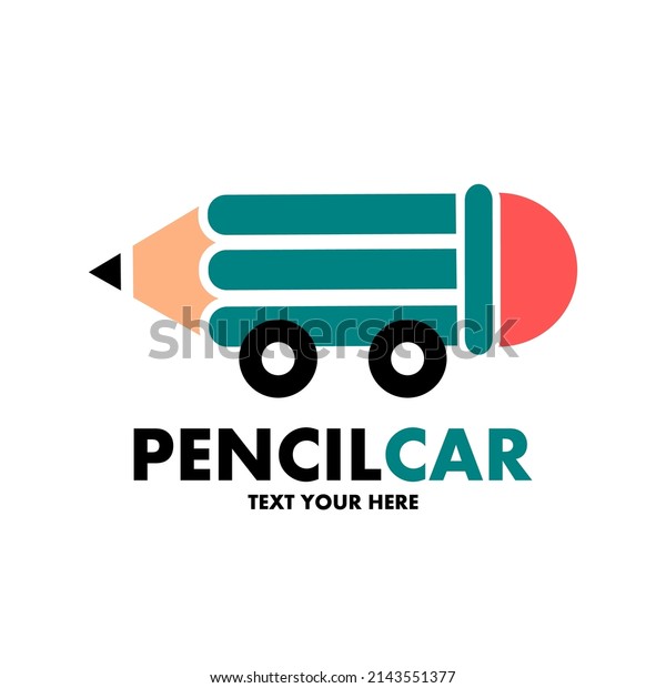 Pencil car vector logo template. This design\
use tire symbol. Suitable for\
eduation.