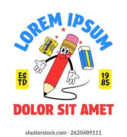 Pencil Cartoon Character Mascot Illustration