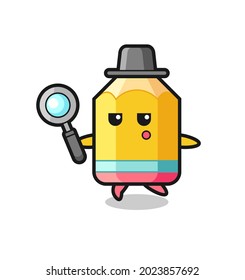 pencil cartoon character searching with a magnifying glass , cute style design for t shirt, sticker, logo element