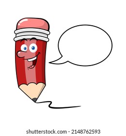 Pencil Cartoon Character With Speech Bubble