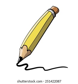 Pencil cartoon. A children's sketch. ?olor image.