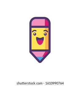 pencil cartoon design, Kawaii school expression cute character funny and emoticon theme Vector illustration