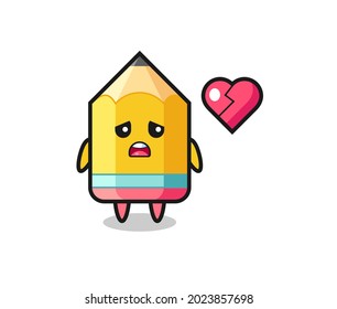 pencil cartoon illustration is broken heart , cute style design for t shirt, sticker, logo element