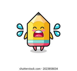 pencil cartoon illustration with crying gesture , cute style design for t shirt, sticker, logo element