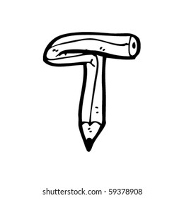 pencil cartoon letter T