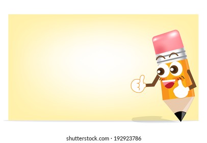Pencil cartoon showing blank box on white background