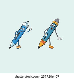 pencil cartoon vector art illustration on a background