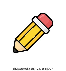 Pencil Cartoon Vector Icon Illustration. School Element Icon Concept Isolated Premium Vector. Flat Cartoon Style