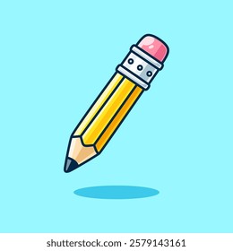 Pencil Cartoon Vector Icon Illustration. Education Object Icon Concept Isolated Premium Vector. Flat Cartoon Style