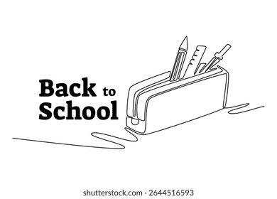 pencil case. Back to school concept. Single line draw design. Vector graphic illustration