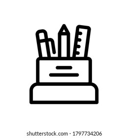 Pencil Case (Back To School) icon outline vector. isolated on white background