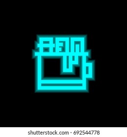 Pencil case blue glowing neon ui ux icon. Glowing sign logo vector