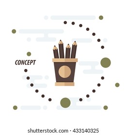 pencil case concept brown