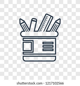 Pencil case concept vector linear icon isolated on transparent background, Pencil case concept transparency concept in outline style