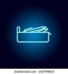 pencil case, education outline icon in neon style. elements of education illustration line icon. signs, symbols can be used for web, logo, mobile app, UI, UX