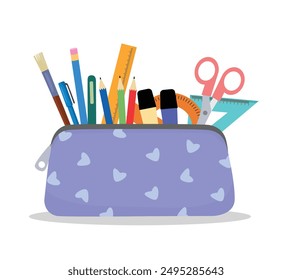 Pencil case fill with school stationery