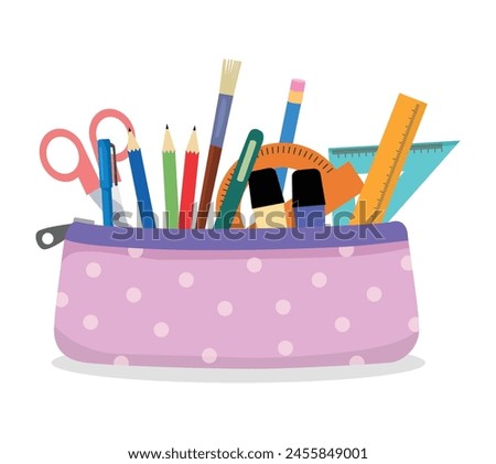 Pencil case fill with school stationery