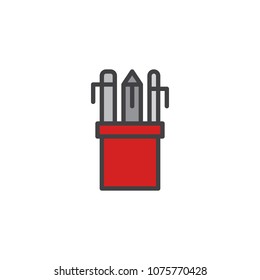 Pencil case filled outline icon, line vector sign, linear bicolor pictogram isolated on white. Drawing Tools symbol, logo illustration. Pixel perfect vector graphics