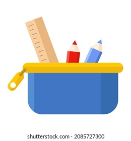 pencil case flat clipart vector illustration