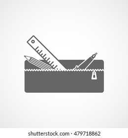 Pencil Case Flat Icon On White Background